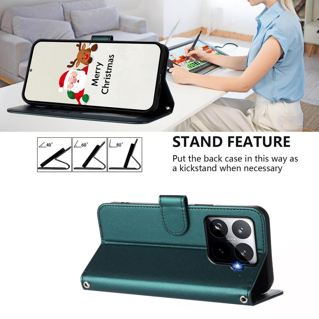For Xiaomi 15T Pro Leather Case Wallet Stand Phone Cover with Wrist Strap