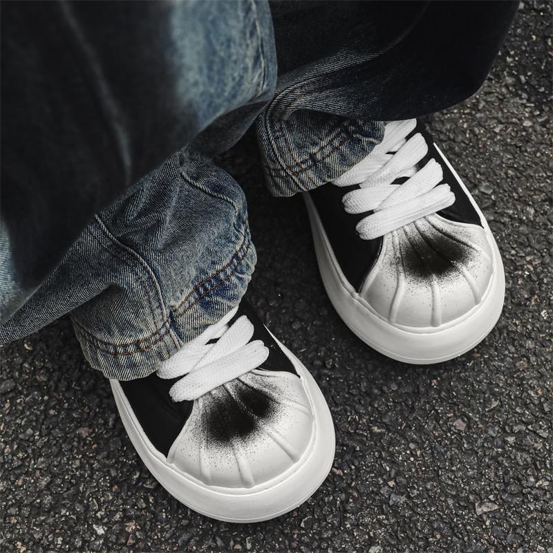 2026 New Thick Soled Trendy Casual Versatile Breathable Niche Big Head Low Top Board Shoes Men's Shoes