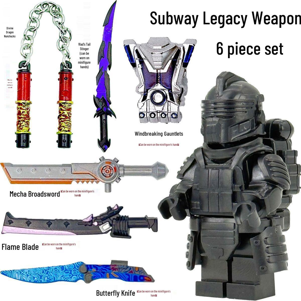 Peace Elite Subway Xuanyuan Seven-Level Building Block Set with Figure, Nunchucks, Tail Spike, and Gauntlets