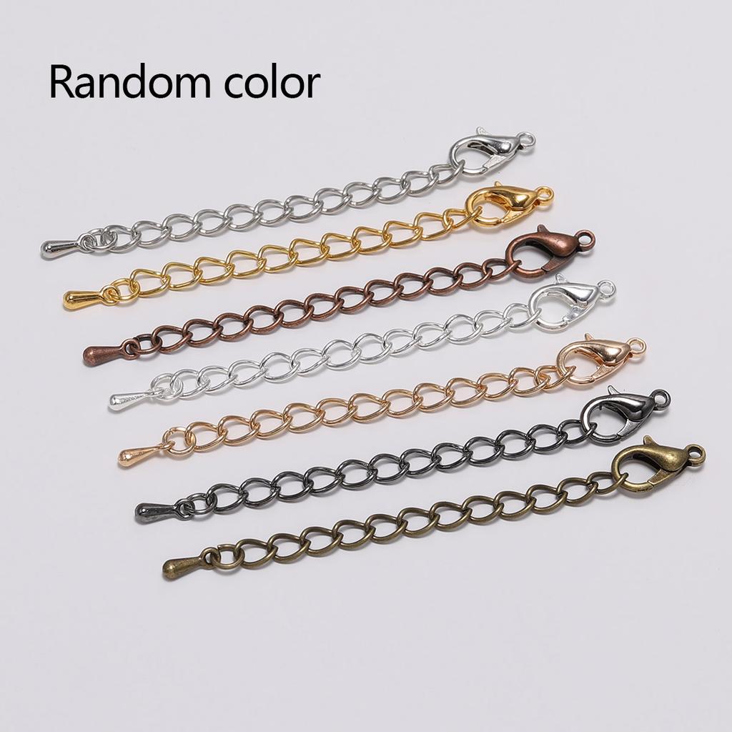 10/20pcs 50 70mm Tone Extension Tail Chain Lobster Clasps Connector For DIY Jewelry Making Findings Bracelet Necklace Supplies