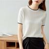 Shop Women Summer LightWeight Yeri Fit Color Block Short Sleeve Knit Won Wkn W