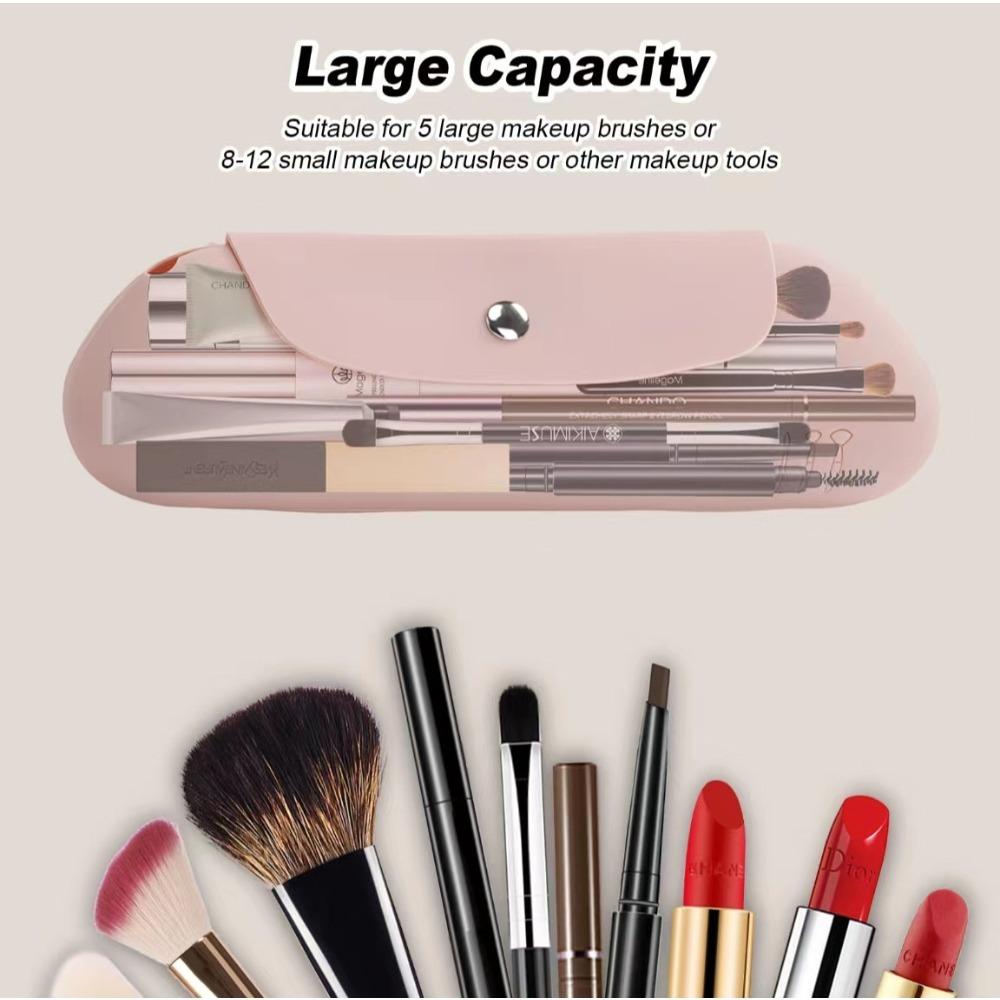 Portable Silicone Makeup Brush Holder Bag Travel Organizer Anti Fall Sleek Case for Women Cosmetic Face Brushes Headphone Bag