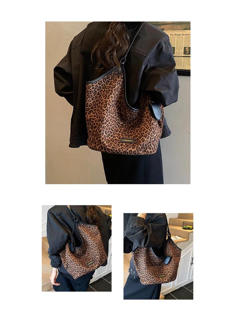 2024 Women's Versatile Leopard Print Large Capacity Crossbody Commuter Shoulder Bag