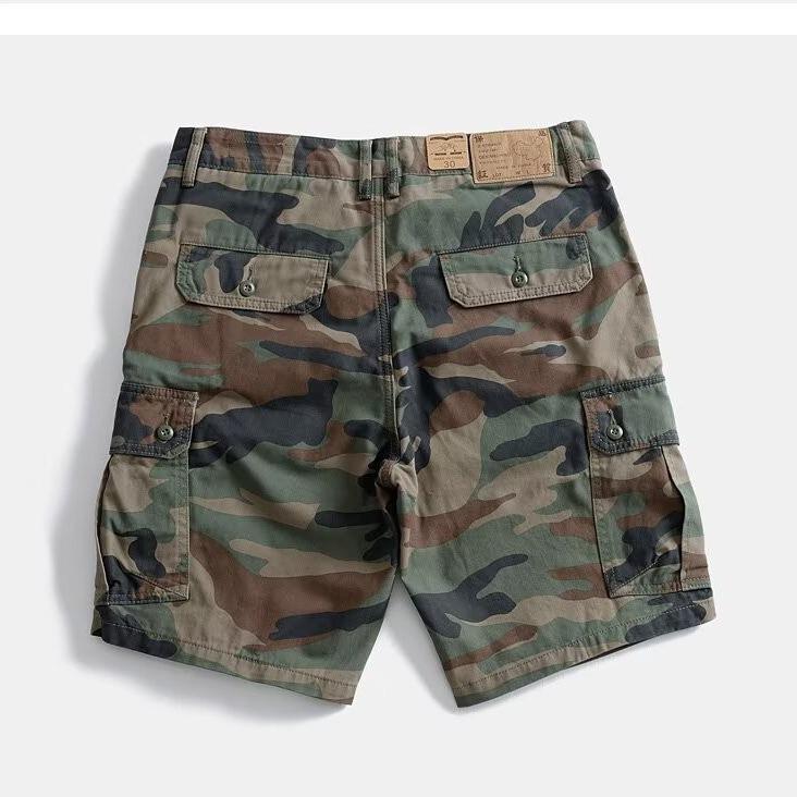 Heavyweight Cotton Men's Harajuku Retro Camo Workwear Shorts