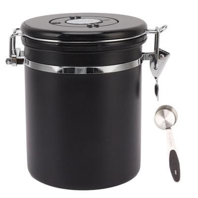 Coffee Bean Storage Container 304 Stainless Steel Exhaust Valve Coffee Bean Sealed Tank with Date