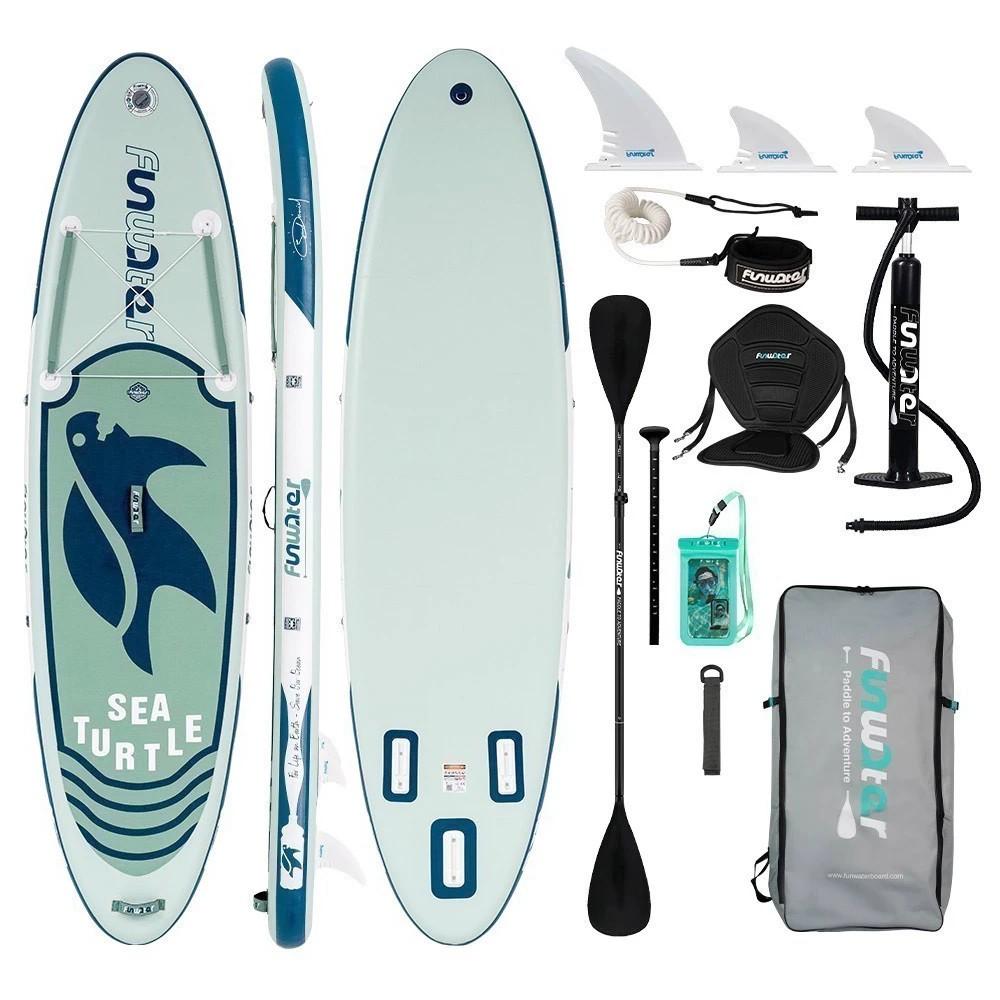 FUNWATER Planche de SUP Gonflable FW09C Large Stable Max 180kg 320x83x15cm