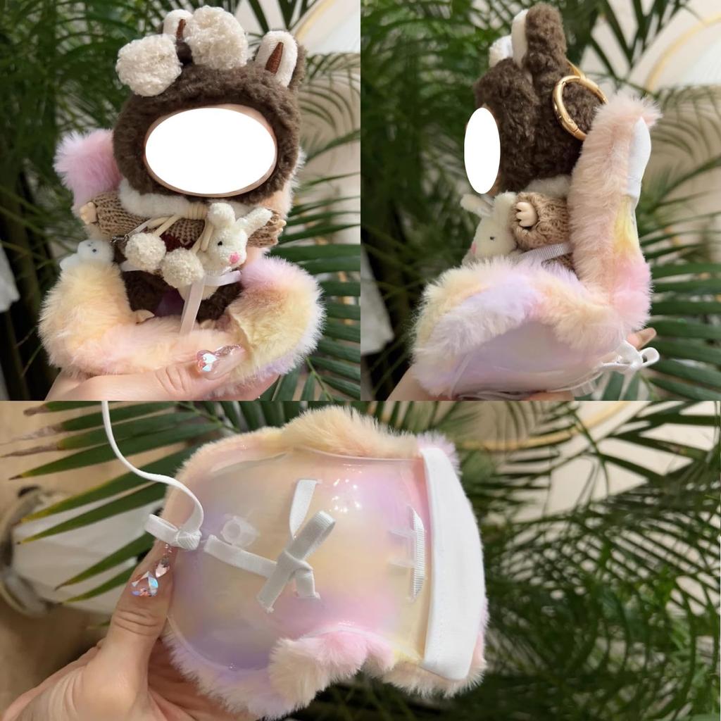 La-bubu Car Seat with Soft Furry Cushion for 10-17cm Dolls, La-bubu Accessories, Car Air Vent Decor, Includes Seat Leg for Desktop Display