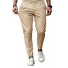American Style Men's Casual Slim Fit Tapered Pants - Autumn/Winter Solid Color with Drawstring