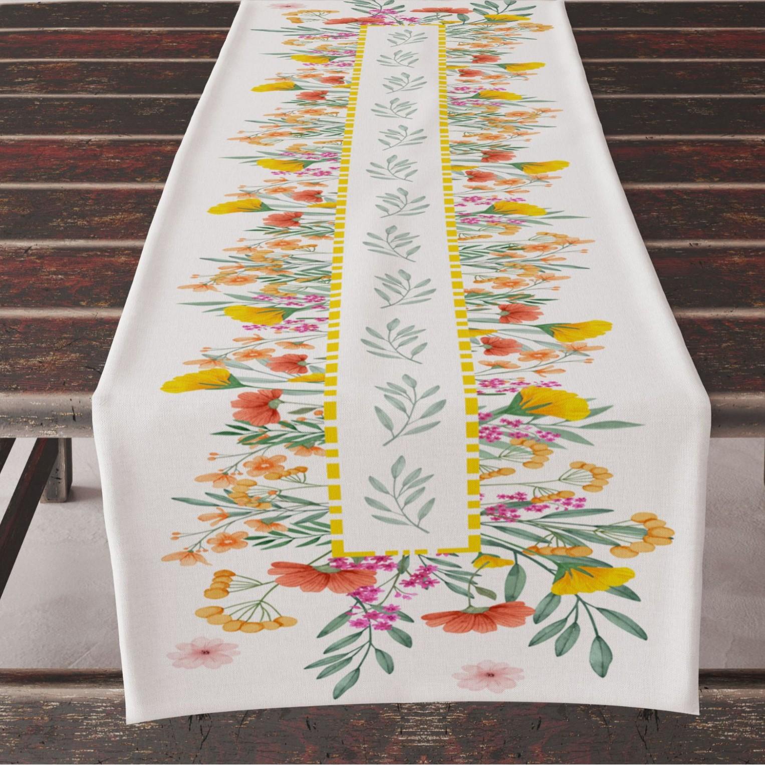 

1pcs 33*183cm Creative Printed Table Runner Simple Colorful Flower Insulated Tablecloth for Kitchen Dining Table Decor 33x183cm
