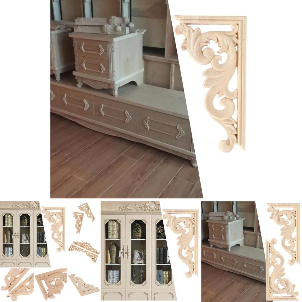 Ecke Holz geschnitzt Einlage Applikation Rahmen Möbel Handwerk Dekorativ Unbemalt