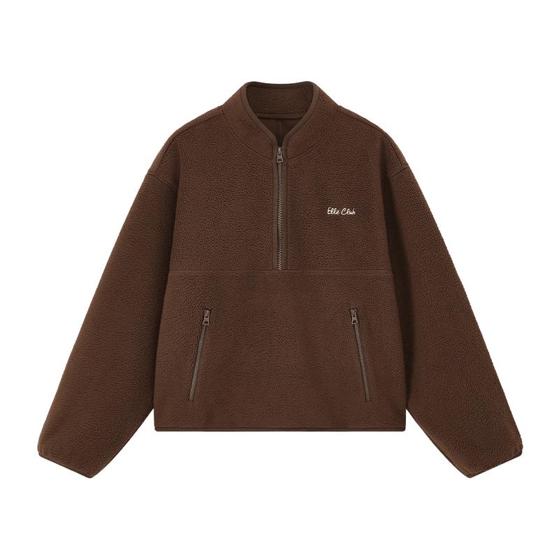 ELLE KIDS Girls Lamb Velvet Color-Block Embroidered Sweatshirt 150