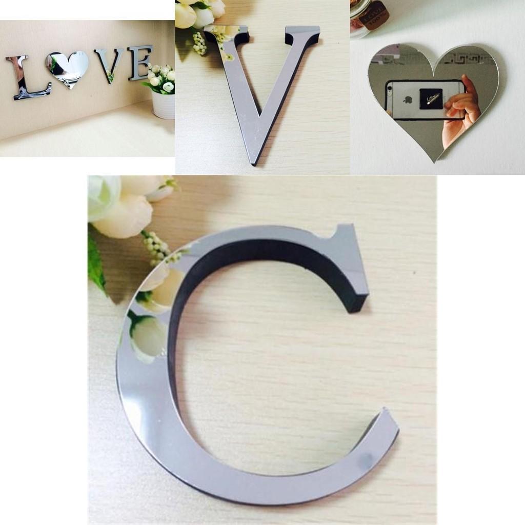 Chic 4 Letters Love Home Furniture Mirror Tiles Self-adhesive Wall Sticker Decor