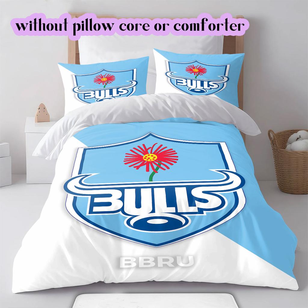 Rugby Club The Bulls Pattern Bedding,Quilt Set Quilt Cover Pillowcase Home Birthday Gift (1*duvet cover+2*pillowcase,without core)