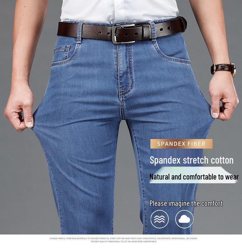 Herren Stretch Sommer Gerade Locker Geschnittene Jeans für Business Casual