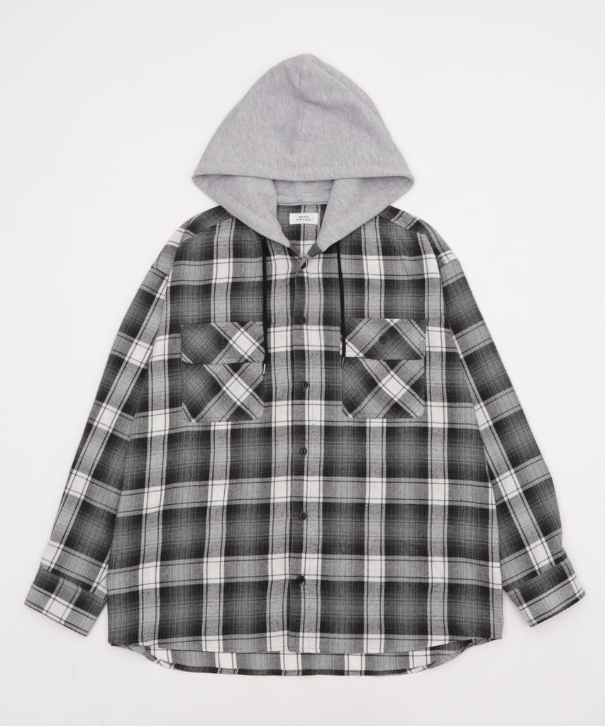 WEGO Unisex Check Ombre Check Long Flannel Casual Size Black Check Men's Shirt, Hoodie, Sleeve, Shirt, Outerwear, Fall/Winter Gift, L,