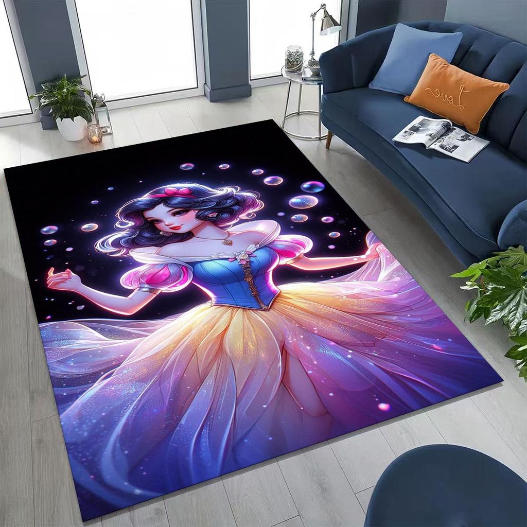 Snow White Princess Cartoon Fairy Tales Rug for Bedroom Living Room Sofa Home Doormat Decor, Large Kids Play Non-slip Floor Mat