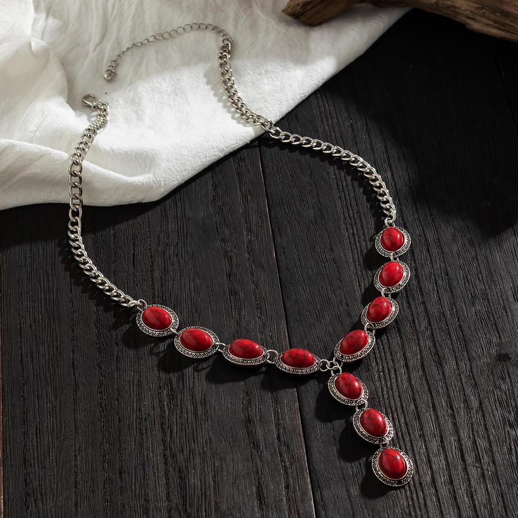 Dusk Hjerteformet benringsett Sexy ørestikker Halskjedesett Flerlags elastisk fottøy Kreativt hjerteformet turkis halskjede for kvinner