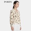 Women's V-Neck Floral Silk Blend Shirt