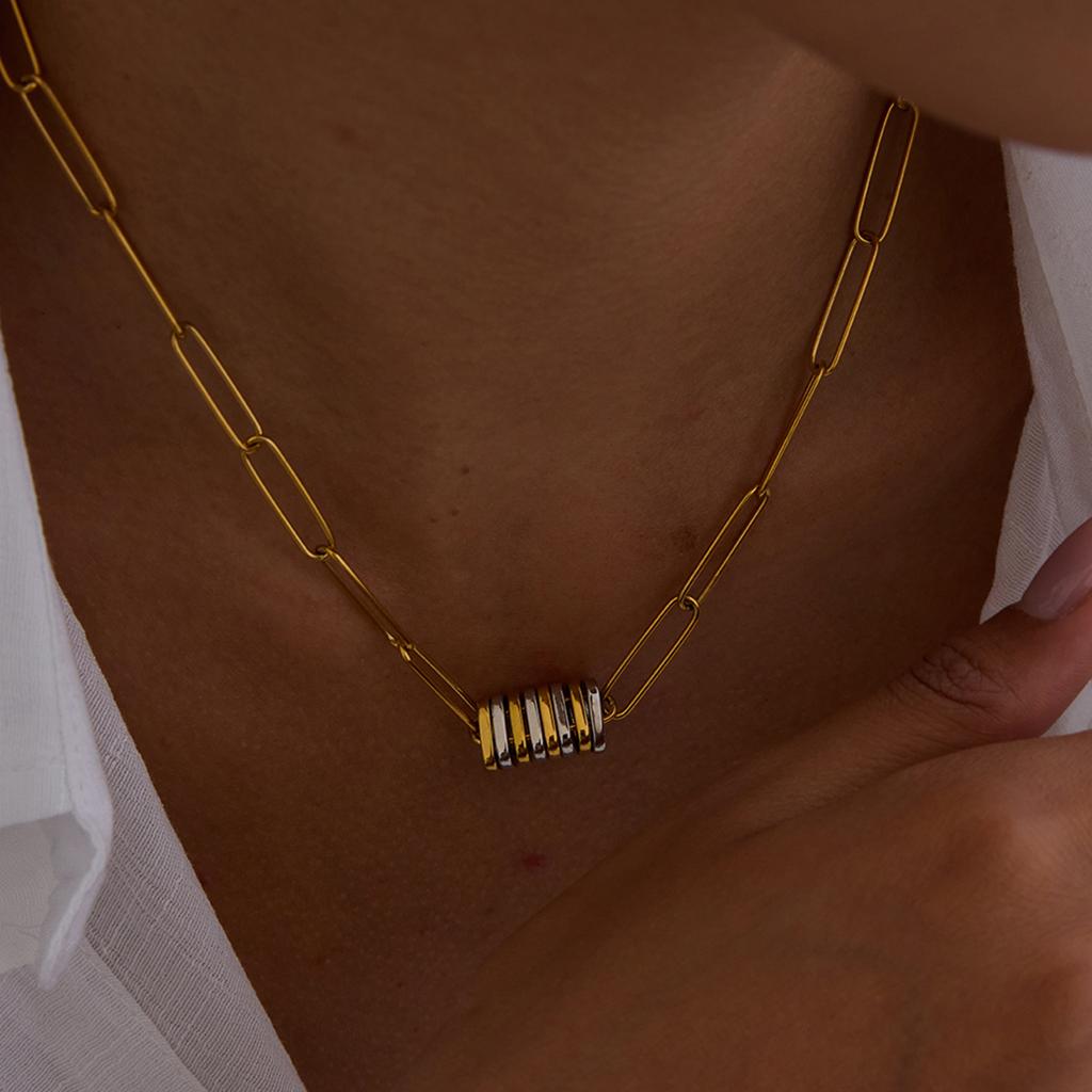 Youthway High Quality Square Pendant Metal Necklace Bracelet Stainless Steel Unisex Trendy Waterproof Jewelry Wholesale