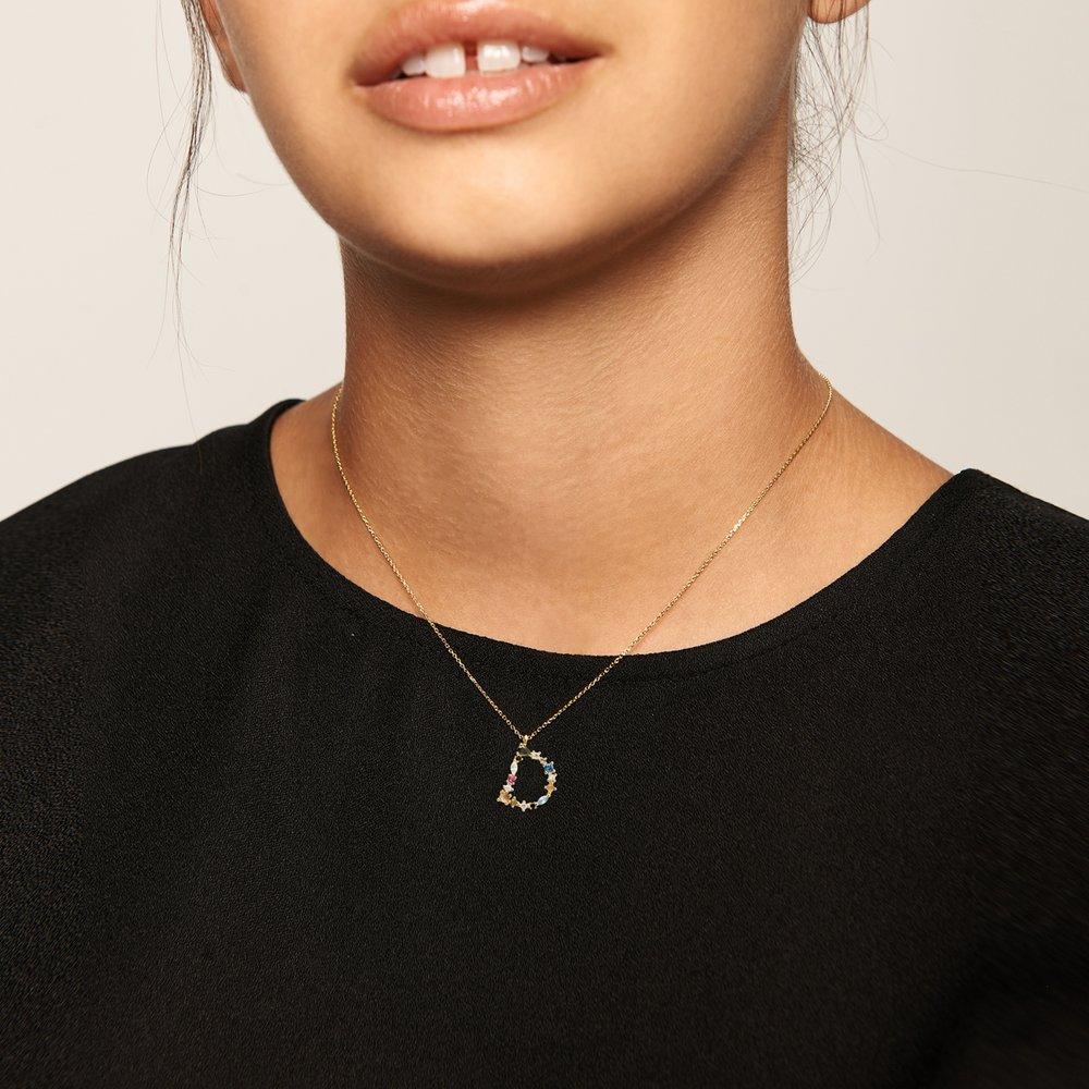 [Pdpaola] Collezione Lettere Collana Iniziale D (Colore Oro Giallo)