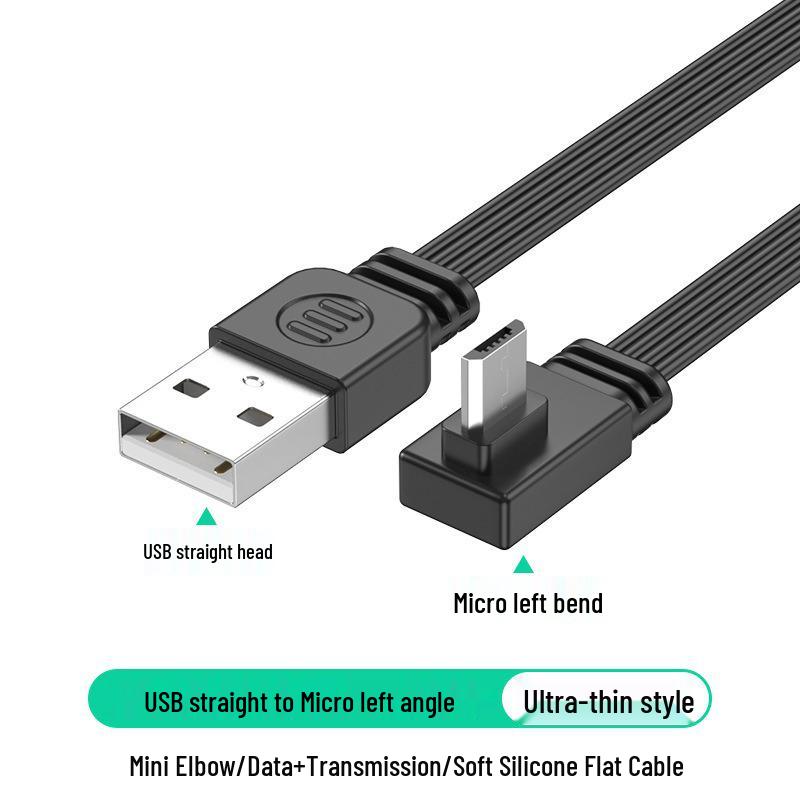 Silicone Flat USB to Micro Charging & Data Cable for Android/Dash Cam