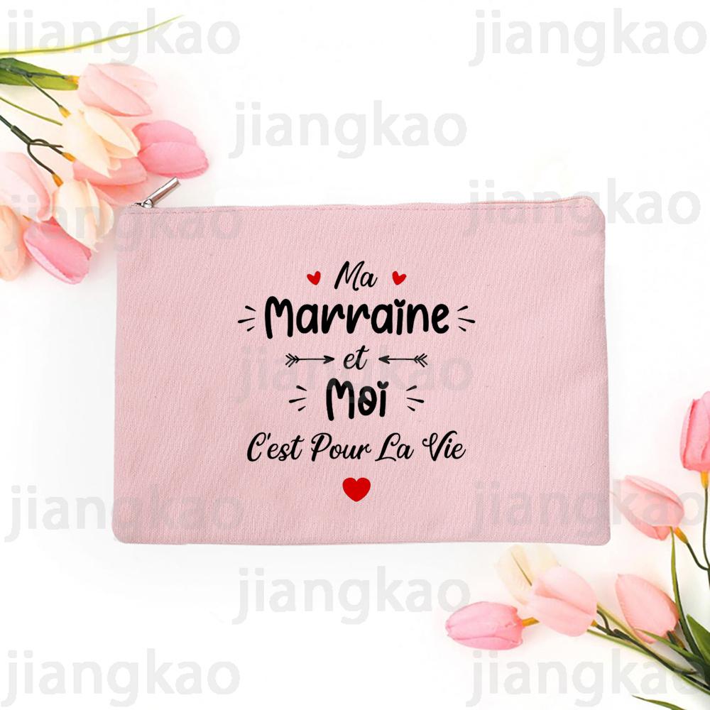 

Godmother French Print Makeup Bags Travel Toiletries Organizer Female Wash Storage Pouch Women Cosmetic Case Gifts for Marraine