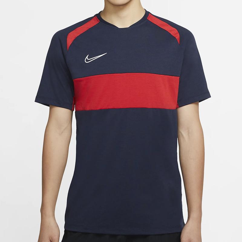 Nike Dri-Fit Academy Quick-Dry Colorblock Short Sleeve T-Shirt Men Tops Navy-Blue BQ7353-452