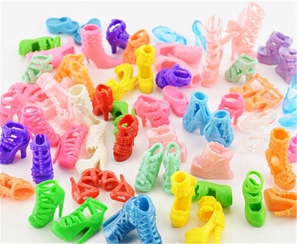 10x Handgemachtes Kleid Puppenkleidung + 10x Schuhe High Heels Für Puppe Kinderspielzeug