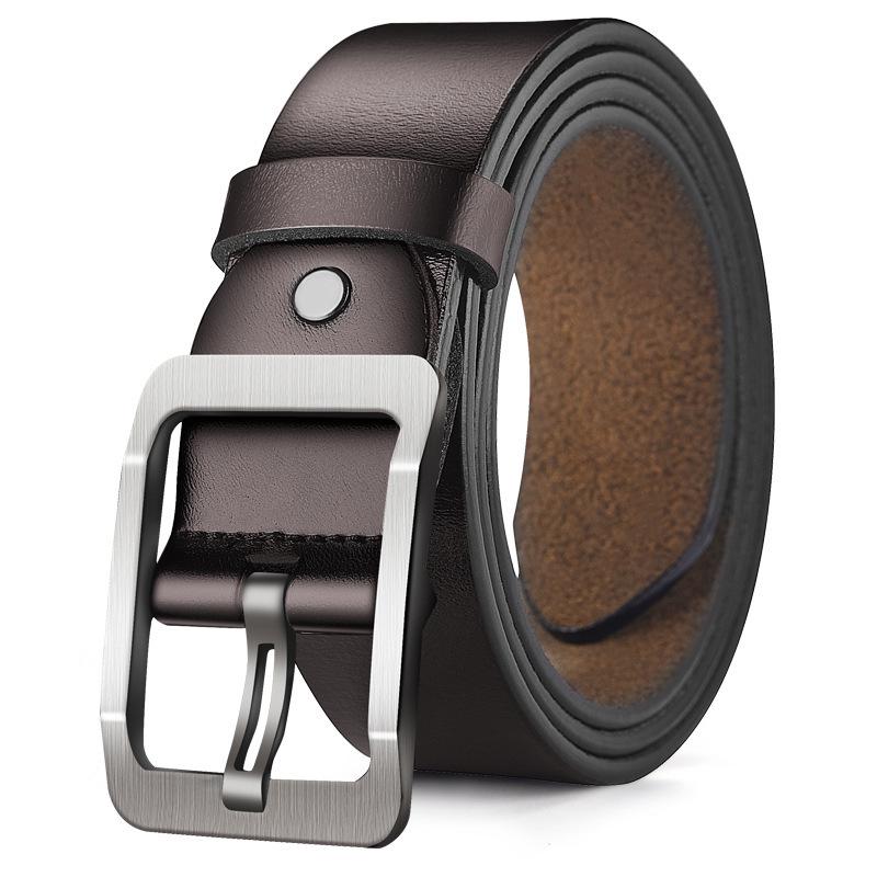 Men's Soft Leather Belt with Alloy Japanese-Style Antique Buckle and Copper Pin
