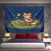 Fox and Butterfly In a Meadow Pattern Wall Hanging Tapestry Decorative Tapestry Home Decor for Bedroom and Living Room
