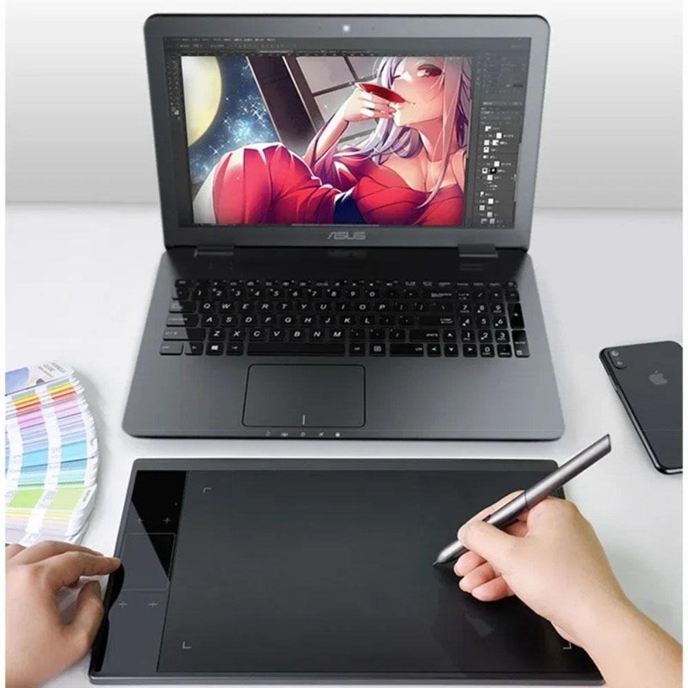 A30 Drawing Tablet 16384 Levels Battery-Free Passive Pen 10x6 Inch Smart Gesture Touch Type-C Digital Art Pad for Windows Mac