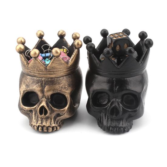 Halloween Crown Skull Candle Holder Votive Tealight Candle Stand Living Room Bathroom Candlestick Decoration Table Centerpiece Ornament