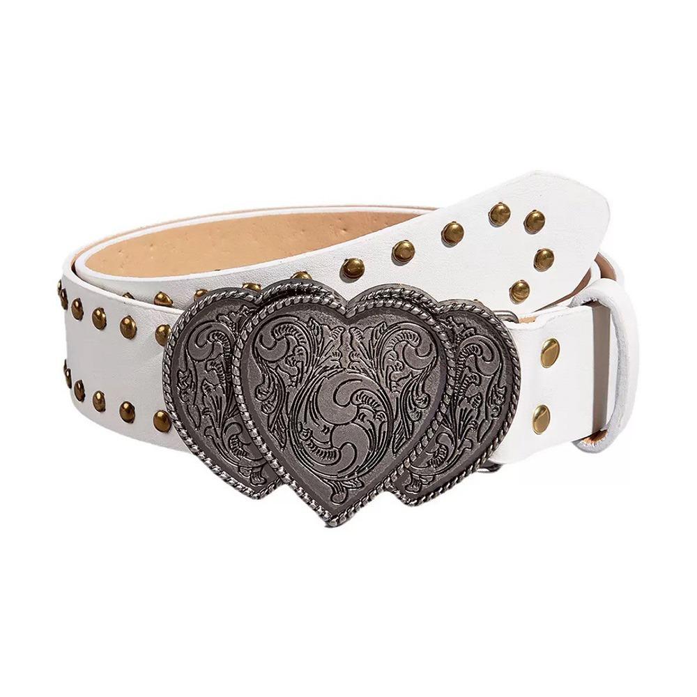 Cinto Sólido Gótico Punk de Coração com Rebites Y2k Faixas de Cintura Para Homens Mulheres