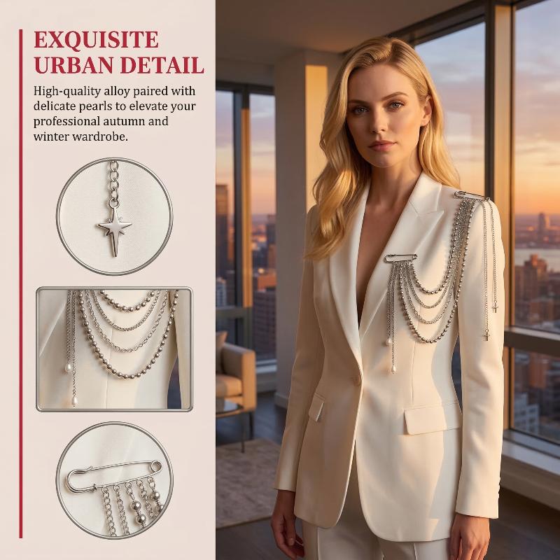 Latest Women Elegant Luxury Pearl Pin Corsage Vintage Multi-layer Long Tassel Chain Brooch Safety Pins Party Jewelry Gift