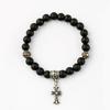 Vintage Kreuz Schwarzer Mattsatin Onyx Edelstein Armband C24SVB-1015