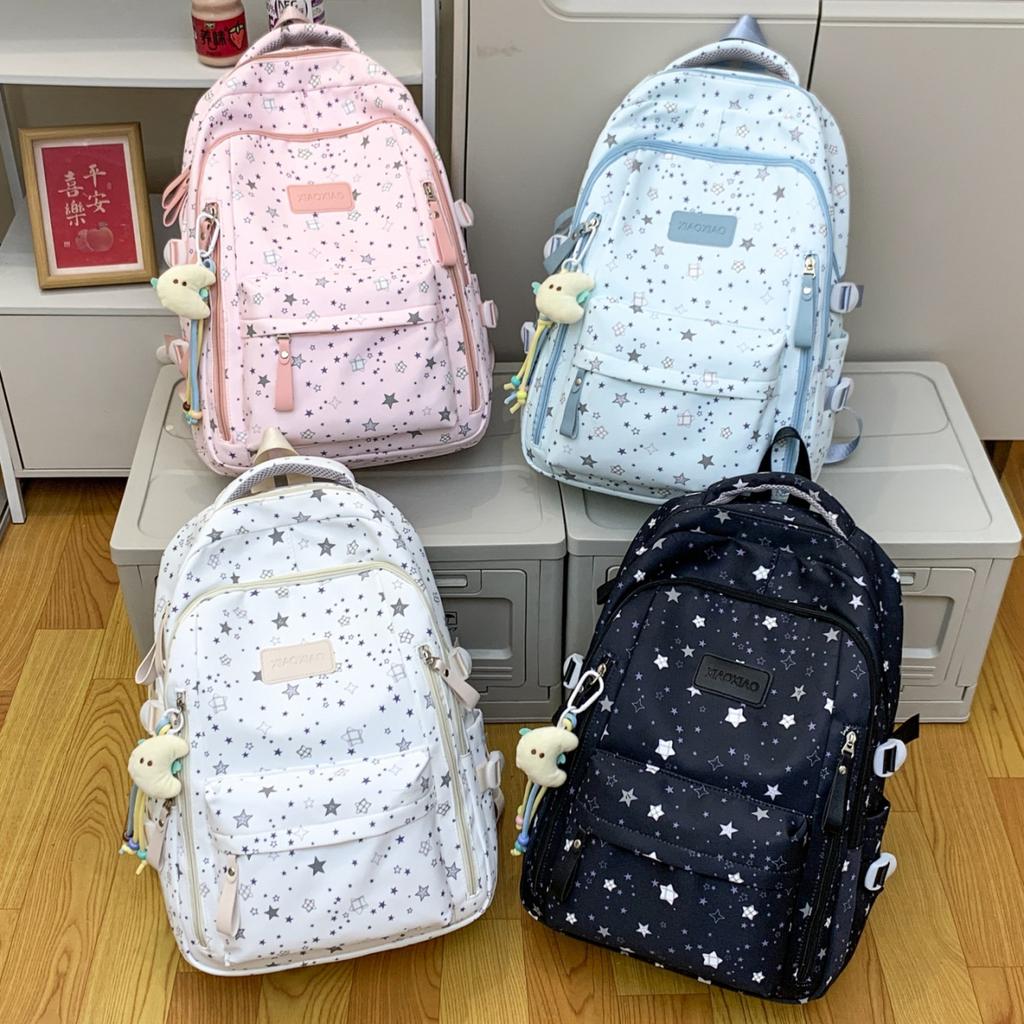 Schoolbag Cute Star Printed Backpack Female Korean High Value Junior High School Student Schoolbag Small Fresh Travel Backpack
