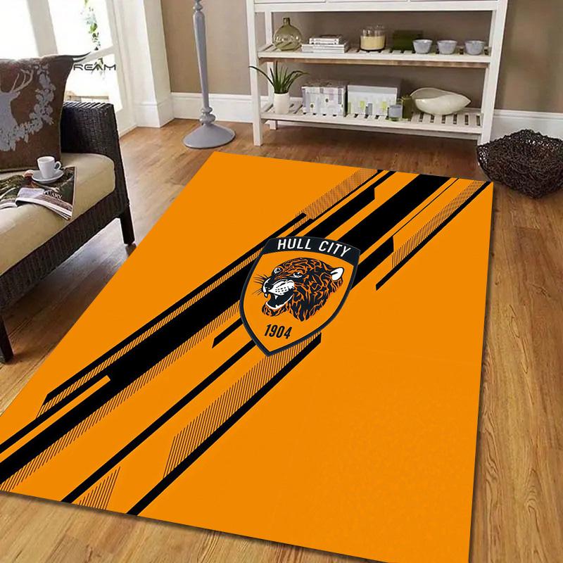 Hull City AFC Flannel Pattern Square Carpet,Area Rug,Carpet Rug for Living Room Bedroom Sofa Playroom Decor,Non-slip Floor Mat