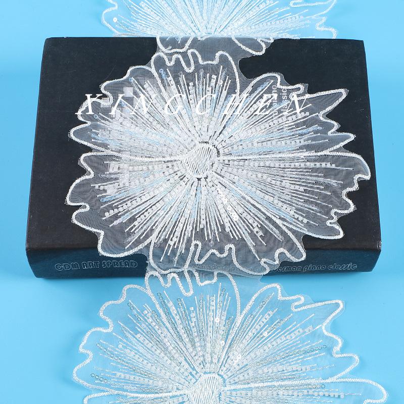 Star Lace Bead Embroidery Mesh Bottom Embroidery Bead Lace Bead Lace Fabric Wedding Dress Accessories Lace