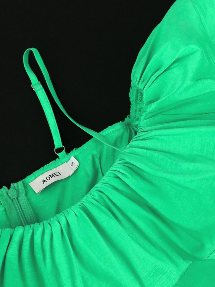 AOMEI Kvinner Festkjole Ruffles Bodycon Slire Spaghetti Strap Bursdag Cold Shoulder Even kjoler