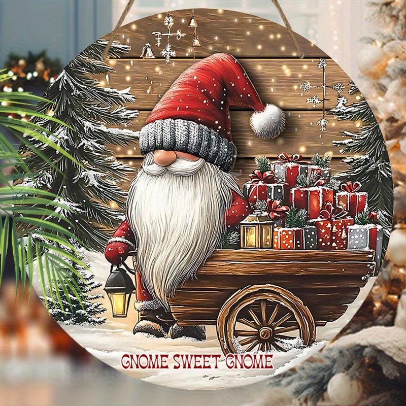 Christmas Decoration Sign,indoor Hanging decorations,2D Flat Wooden Products with Christmas Dwarf pattern,Christmas Gifts for Friends and Family
