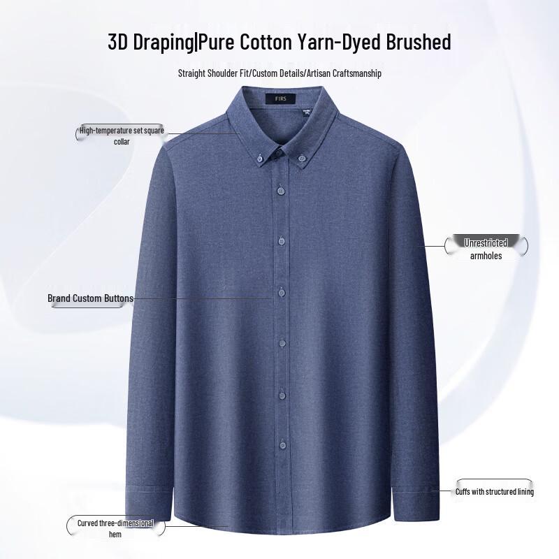 Sugiyama Herren Zweifach aufgerautes Reines Baumwoll Flanellhemd