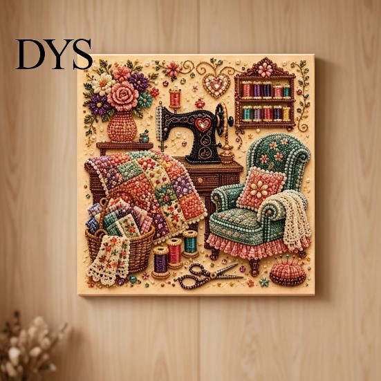 Therapeutic Creative Projects Vintage Room Diamond Painting Kit, DIY Art with Cozy Cottage Scenes, Interior Design Wall Complete Tools Set for