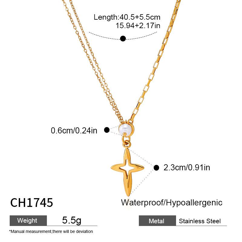 Chen He explosion hollow star moon necklace simple popular stainless steel collarbone chain niche design titanium steel necklace decoration