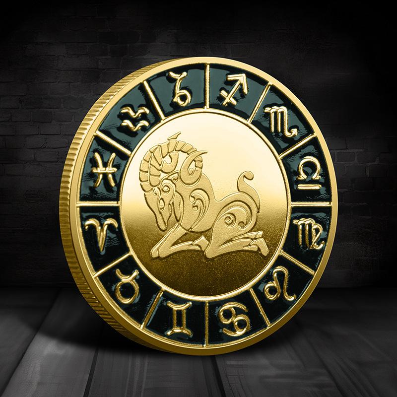Single Zodiac Sign Commemorative Coin, Individual Constellation Collectible Medal, 40mm Diameter Astrology Souvenir Coin for Collection & Gift