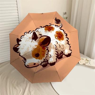 Adorable Sheep Print Umbrella: Perfect for Outdoor Adventures, Auto-Open/Close, Lightweight & Durable, Ideal Travel Accessory and Gift 012