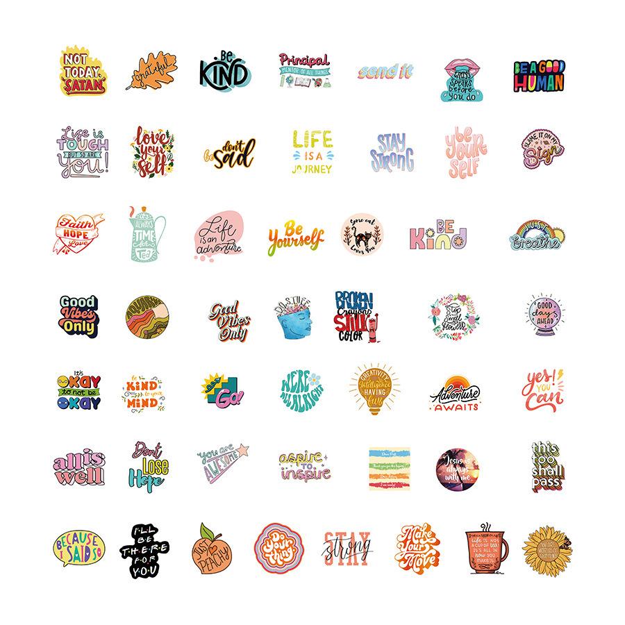 50 İlham Verici Videoya Yazı Pop Kültürü İngilizce Metin El Kitabı Kendin Yap Albüm Su Geçirmez Dekoratif Çıkartmalar