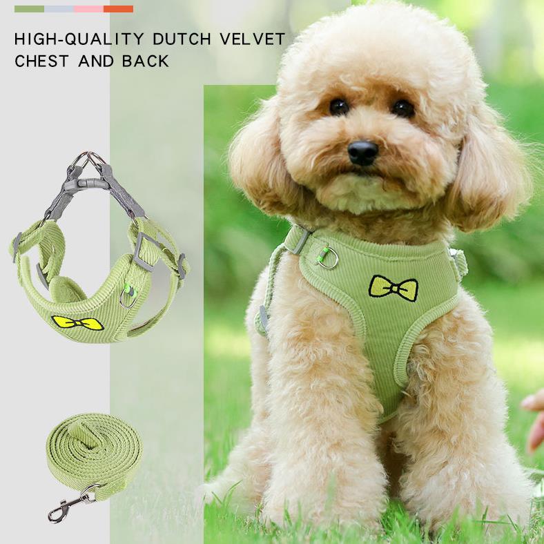 Pet Suede Chest Harness Vest Dog Cat Strap Reflective Leash Retractable for Small Light and Convenientn