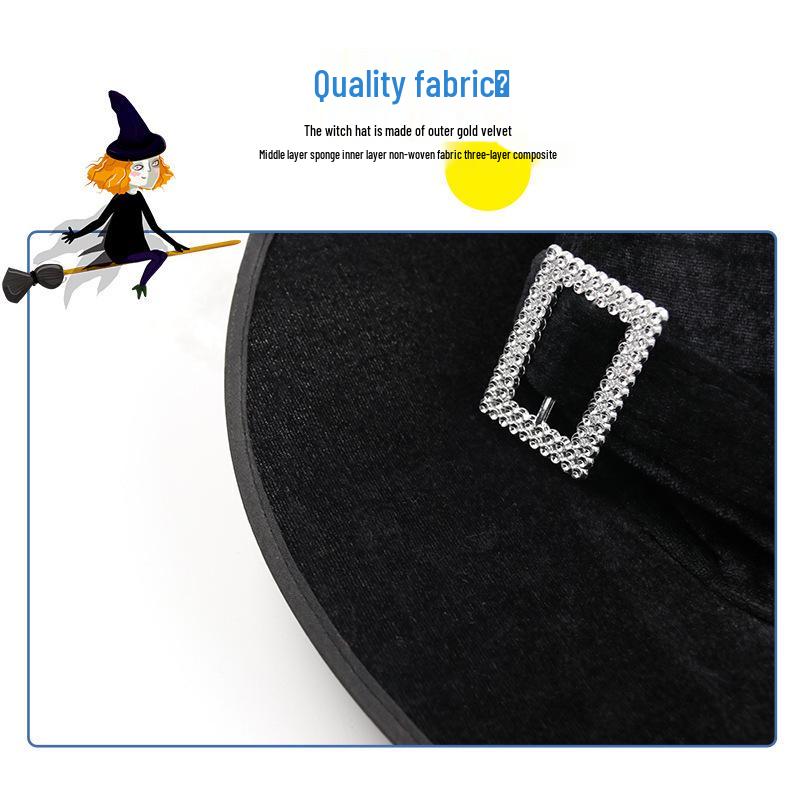 Cross-Border Black Witch Hat for Adults and Kids - Halloween Costume Party Prop