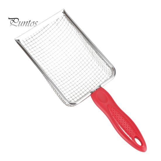 

Совок для котячого туалету з нержавіючої сталі глибока лопатка сітчастий совок антипригарний просіювач для котячого туалету, підйомник для туалету червоний
