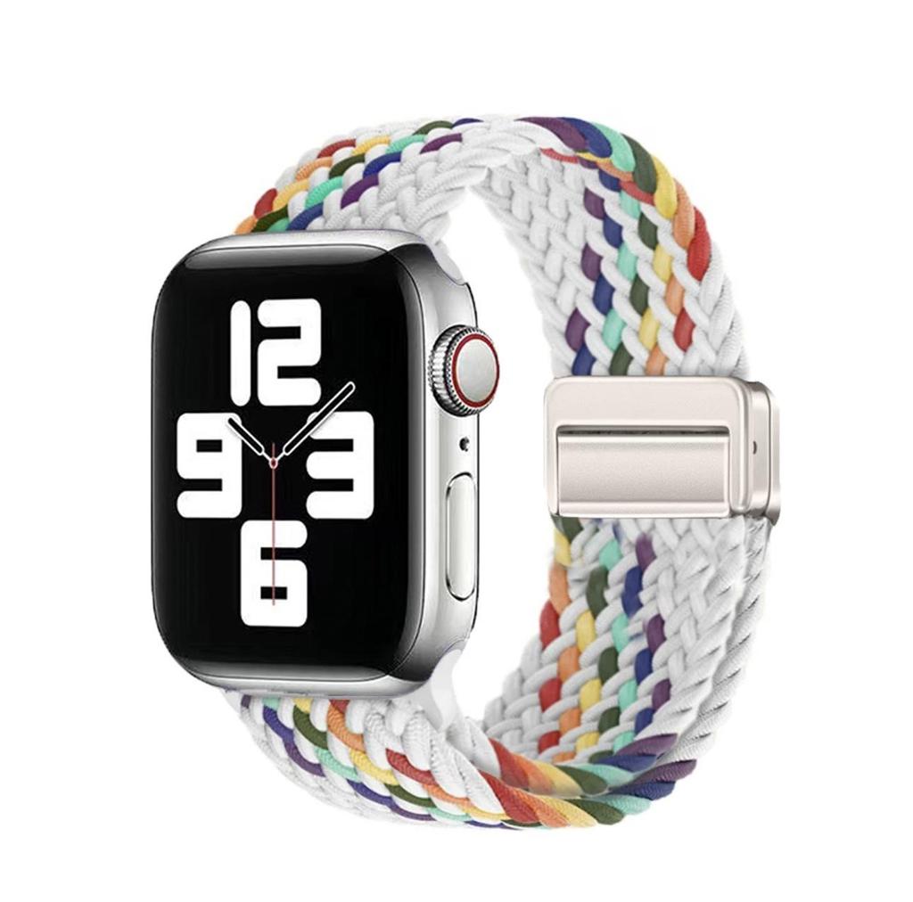 Magnetic Buckle Nylon Watch Strap for Apple Watch Series 5-10 Smartwatches